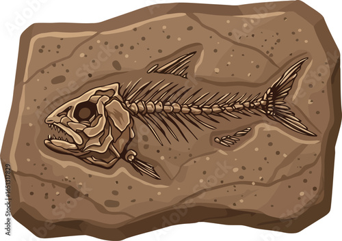 Ancient fossilized fish skeleton embedded in a textured rock showcasing prehistoric marine life and paleontology discovery