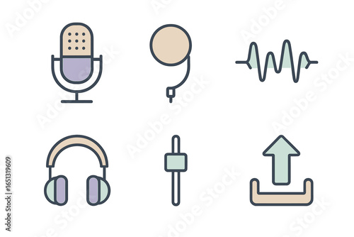 Vector illustration of audio equipment and sound elements