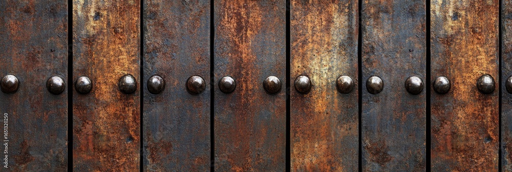 Fototapeta premium Rusted metal panels with rivets