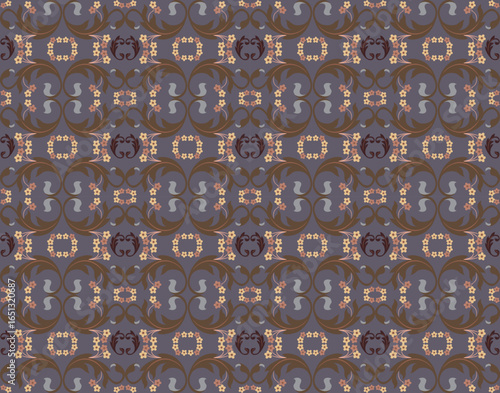Traditional flowers ornament seamless pattern design.