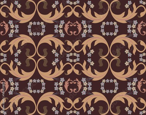 Traditional flowers ornament seamless pattern design.