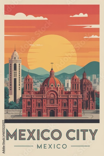 Vintage Travel Poster of Mexico City Mexico