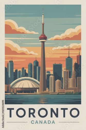 Vintage Travel Poster of Toronto Canada Skyline  
