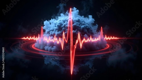 Abstract cloud formation with dynamic light trails, cinematic and futuristic visuals for creative projects