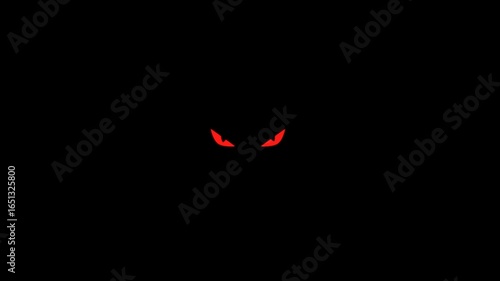 Animation of red cat eyes blinking. 4k scarry hallowen theme