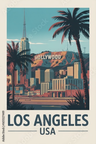 Vintage Travel Poster of Los Angeles California USA
