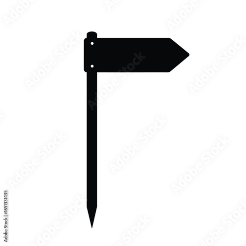 Black directional signpost with pointed end white