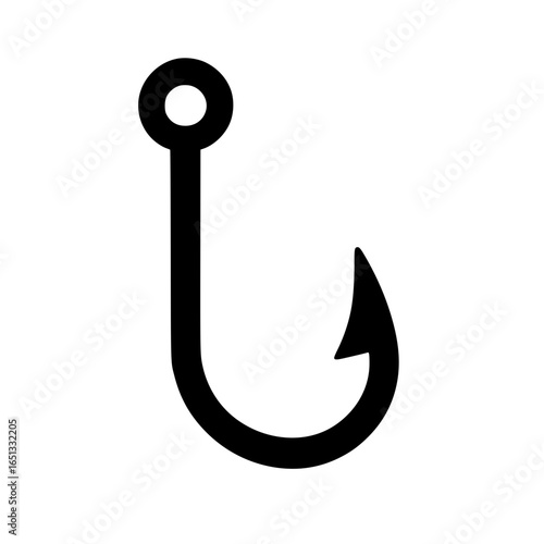 Minimalist vector illustration of a fishing hook icon
