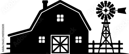 Farmhouse silhouette vector art