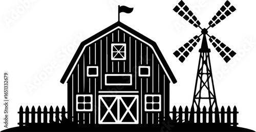 Farmhouse silhouette vector art