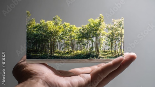 Wallpaper Mural Human hand holding miniature forest scene representing sustainability, nature conservation and environmental responsibility Torontodigital.ca
