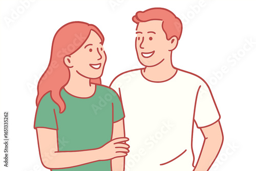 Two young adults are exchanging warm smiles and participating in a friendly and intimate discussion together
