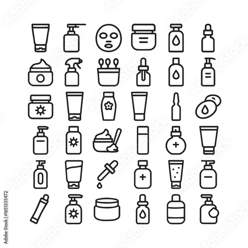 cosmetics icon set 