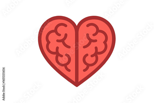 The idea of heart and brain, the clash of feelings and logical thought, collaboration and the harmony between soul and mind, Vector