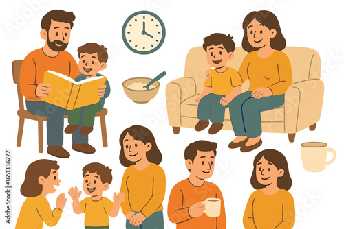 Various families from different backgrounds spend quality time together, participating in a range of activities both at home and outside