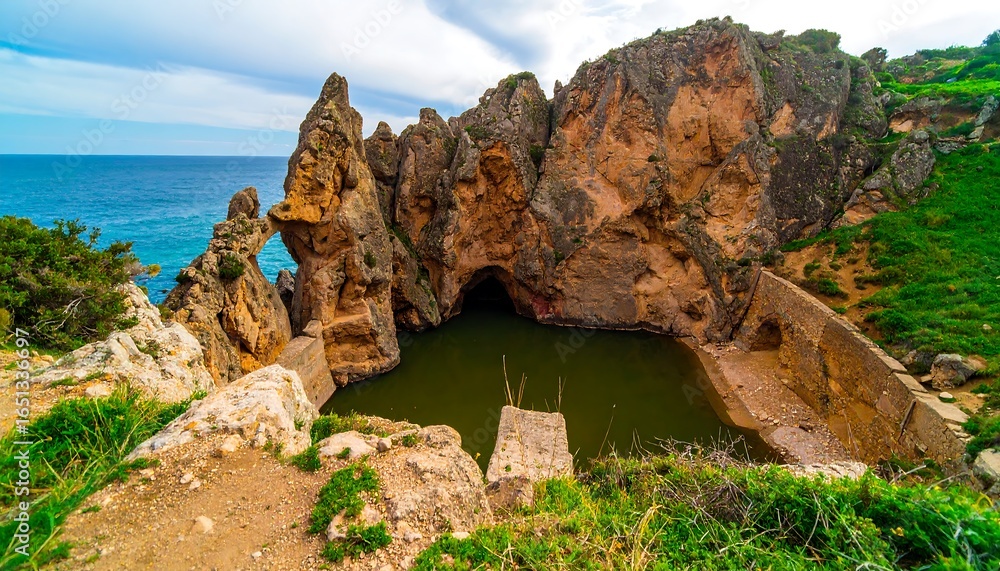 Fototapeta premium Coastal rock formations and a pool