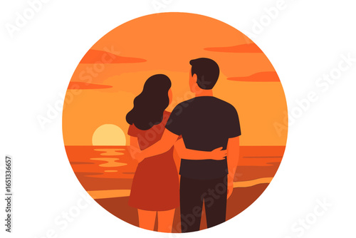 A woman and a girl's silhouette is visible on the beach during sunset, evoking a sense of dancing and party atmosphere