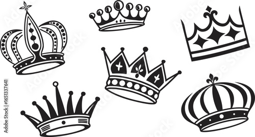 Crown icons set. Crown symbol collection. Vector illustration. a seamless vector illustration set of black crown icons on a white background. Include a variety of crown shapes such as royal crowns, 