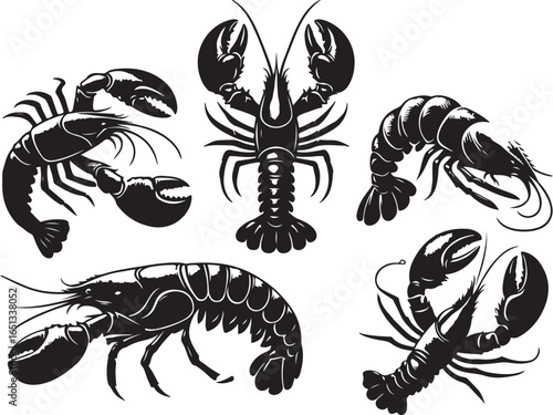 set of lobster  vector