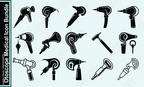 Collection of Medical Otoscope Icons for Healthcare and Diagnostic Purposes