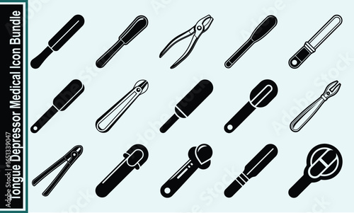 Medical Instruments A Comprehensive Icon Bundle Featuring Tongue Depressors & Tools