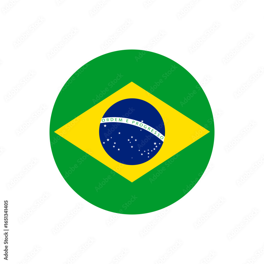 Fototapeta premium Brazil Flag Round Vector Icon