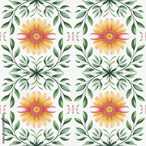 A seamless watercolor floral pattern.
