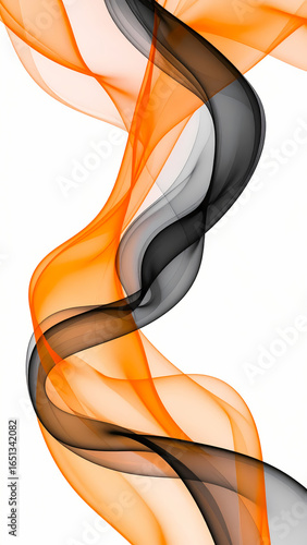 Abstract orange black flowing shapes