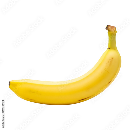 A single ripe banana isolated on transparent background