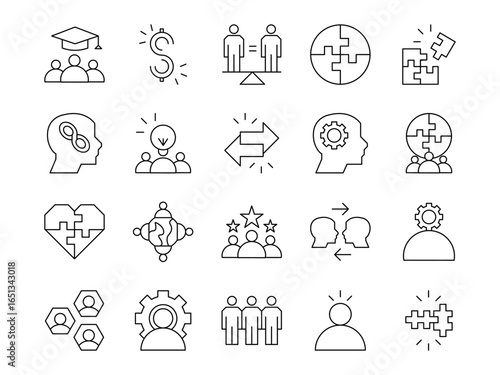 Diversity icon set. Containing equality, human rights, ethnicity, difference, belonging, languages, tolerance, and more. Editable stroke. vector illustration 