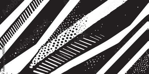 Experimental halftone abstract black and white
