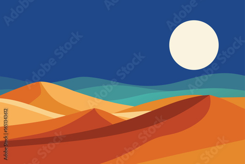Desert Dunes at Moonrise Vector