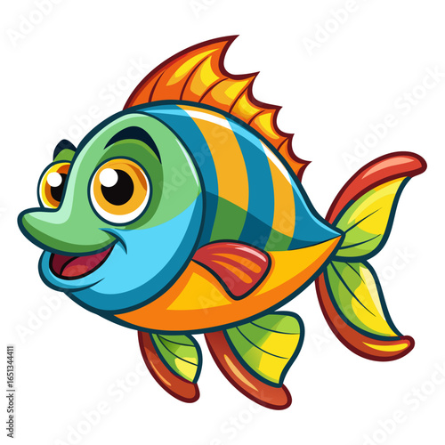 Cartoon-style colorful fish