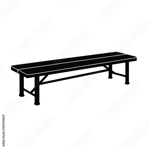 Black wooden bench with white stripes vector