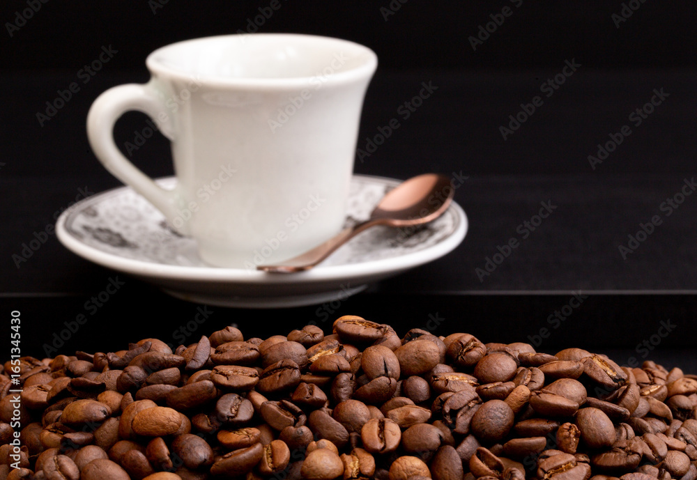 Fototapeta premium cup of coffee with beans