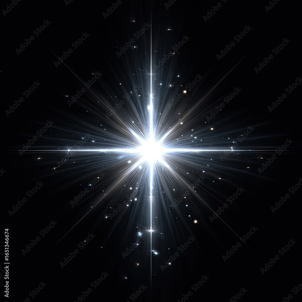 Fototapeta premium Brilliant starburst radiating light on black background