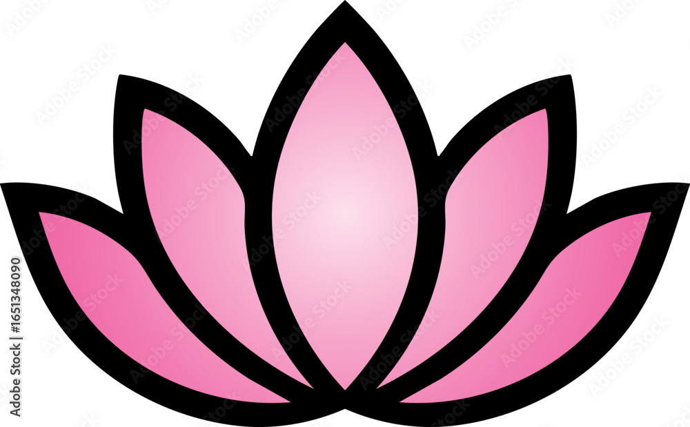 Obraz premium Colorful Outline Lotus Flower Flat Design Icon 