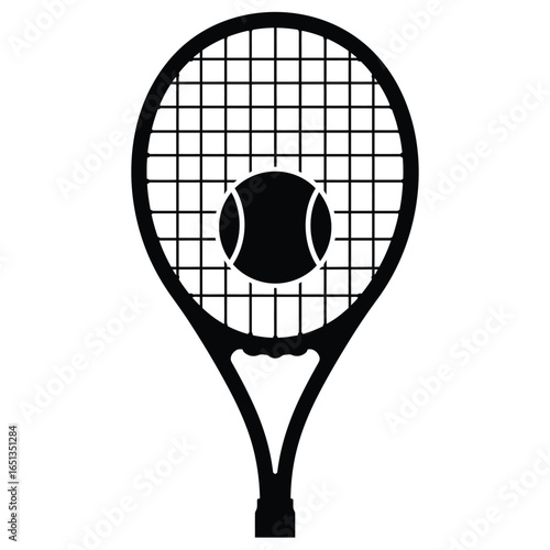 Black tennis racket with ball sport equipment