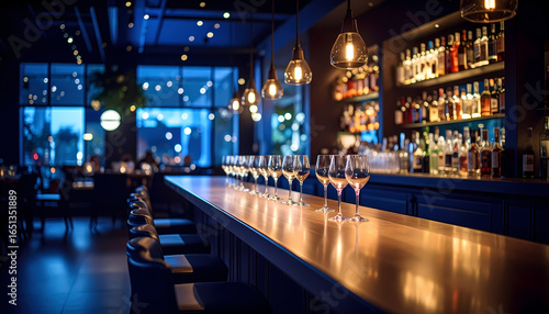 Wallpaper Mural Empty wine glasses on restaurant bar Torontodigital.ca