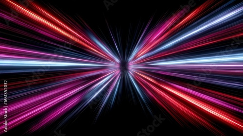 Hyperspeed Virtual Tunnel Composed of Luminous Neon Lights in Vibrant Colors