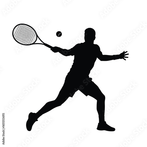 Tennis player hitting ball sport action