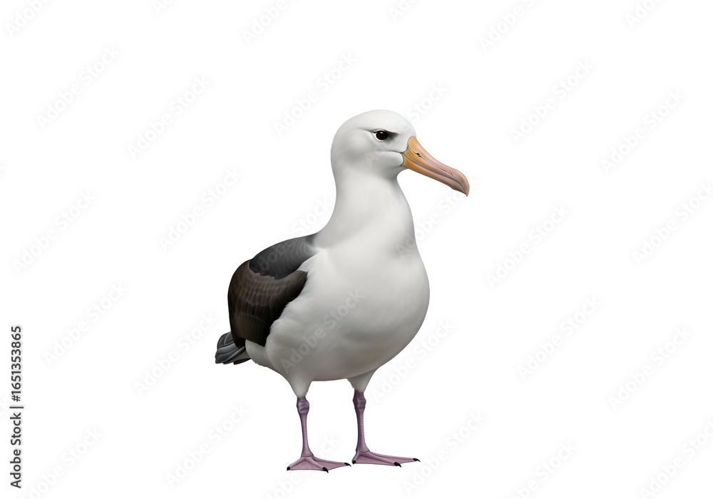 Fototapeta premium Realistic 3D rendering of a seagull bird standing on black background with detailed feathers and