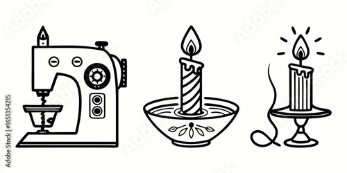 Sewing machine and candles