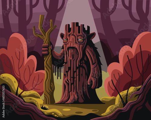 Enchanted Forest Guardian A Sentient Tree Character Illustration