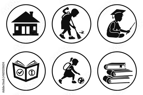 Childrens daily activities icons