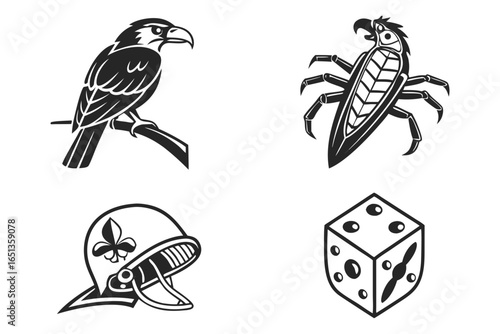 Animal and sport icons isolated on white