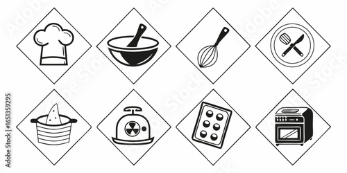 Kitchen and cooking icons isolated