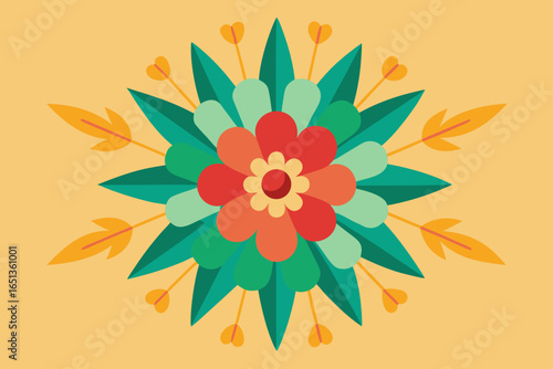 Flat Lay Flower Arrangement in Radial Burst