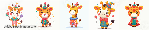 giraffe vector in clown costume