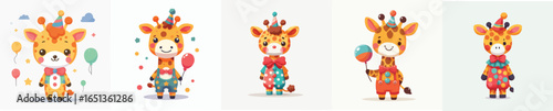 giraffe vector in clown costume